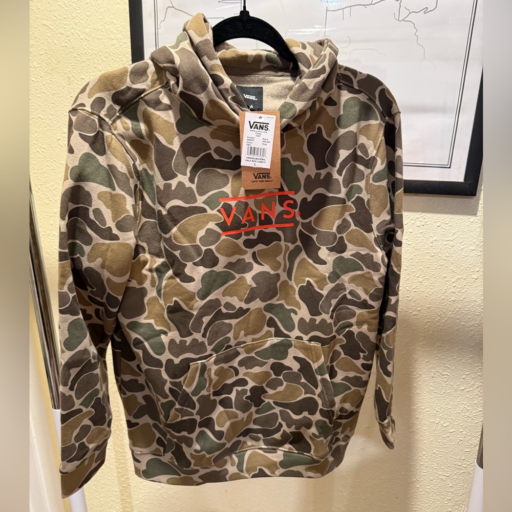 Vans Kids Green Camo Hoodie Size Large NEW
